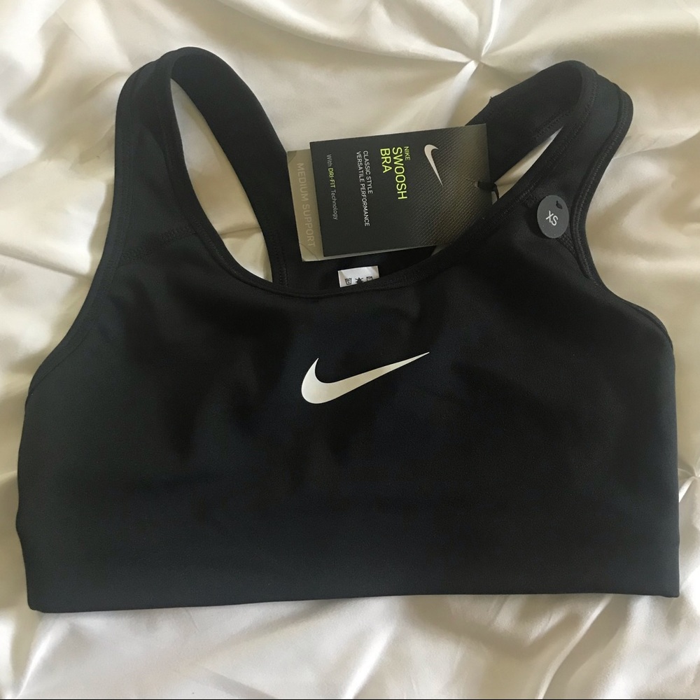 NWT Nike Swoosh Dri-Fit Sports Bra Black XS - Picture 5 of 9